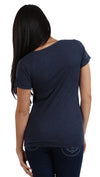 Local Celebrity Arm Candy Scoop Neck Tee in Navy