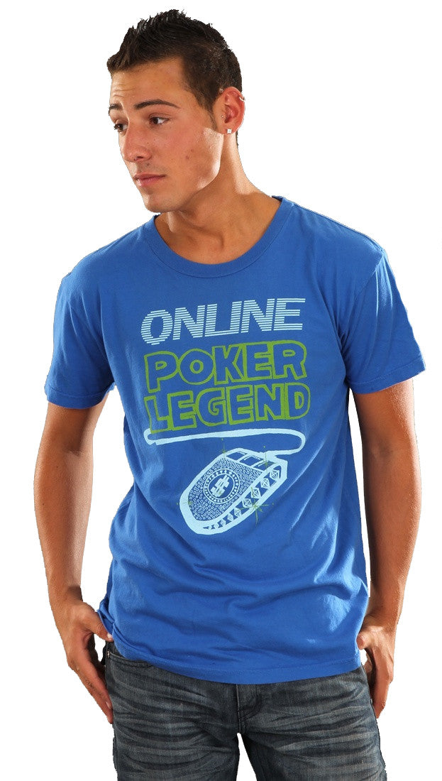 Local Celebrity Mens Online Poker Legend Tee Shirt in Royal Blue 