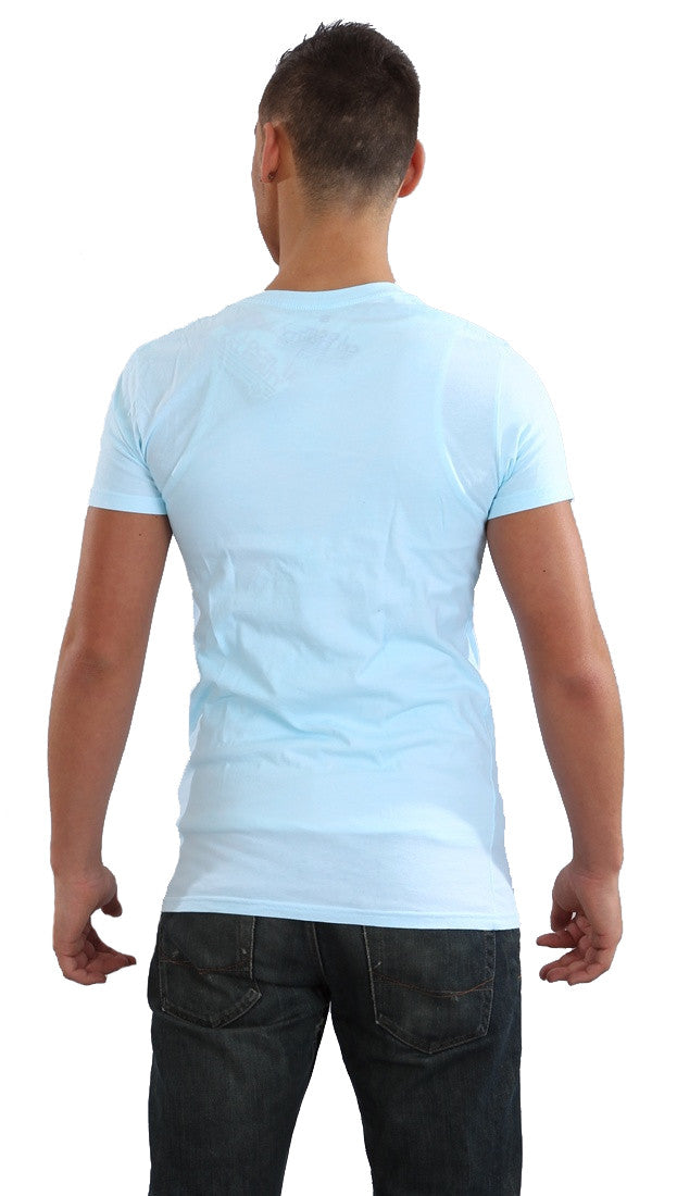 Local Celebrity Mens None of The Above Political Crew Neck Tee Shirt Blue 