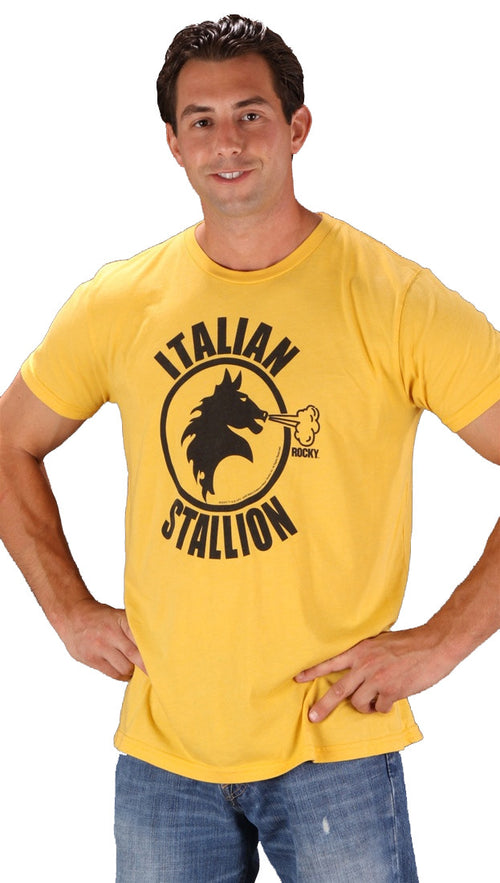 Local Celebrity Mens Italian Stallion Crew Neck Tee Shirt Yellow 