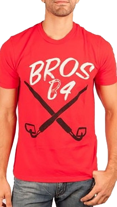 Local Celebrity Mens Bros B4 Hoes Crew Neck Tee Shirt Red 