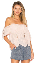 Life's A Beach Top Nude Off Shoulder Draped Sleeves from Lovers + Friends