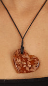 Lynnie B. Gold Shimmer Glass Heart Necklace Red