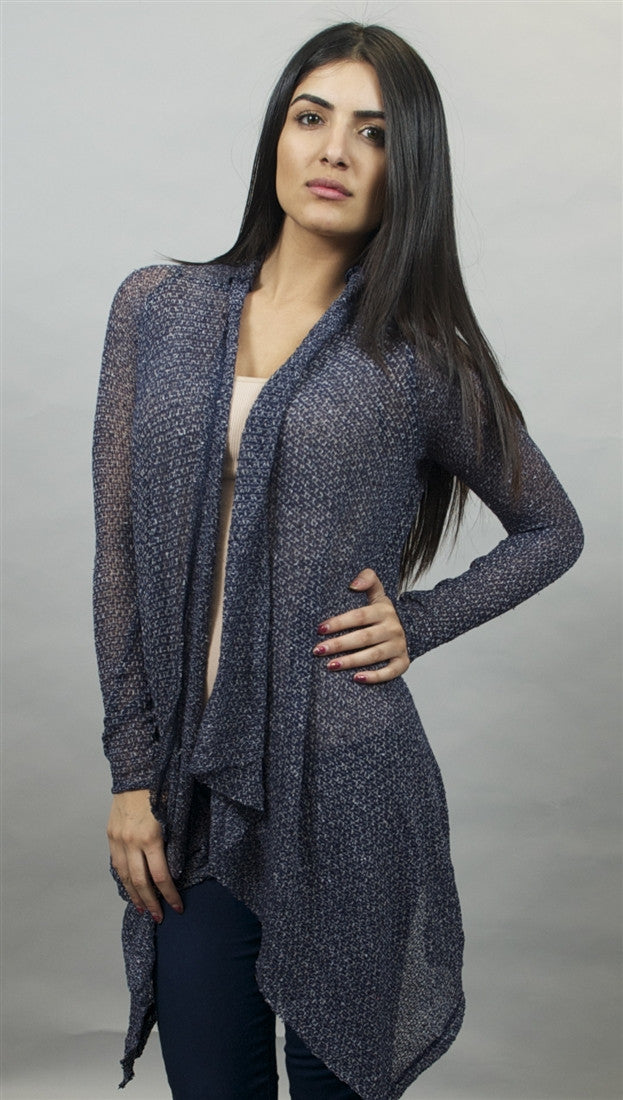 Michael Lauren Issac Long Sleeved Cardigan in Navy