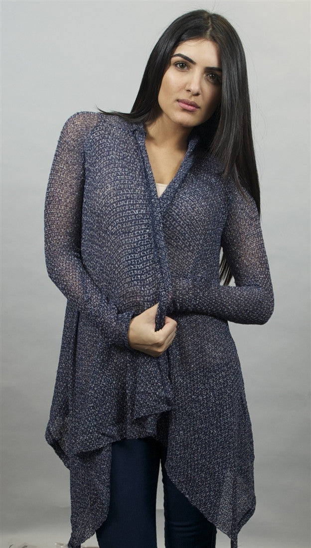 Michael Lauren Issac Long Sleeved Cardigan in Navy