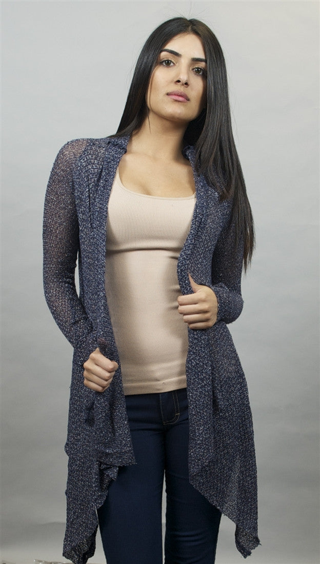 Michael Lauren Issac Long Sleeved Cardigan in Navy