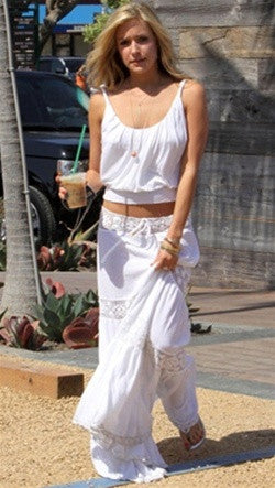 Michelle Jonas Long Hippie Skirt in White
