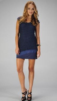 Miilla Gauze Double Layer Dress With Solid Inset in Blue