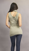 Miilla Double Layered Tank With Knotted Scarf in Olive Green