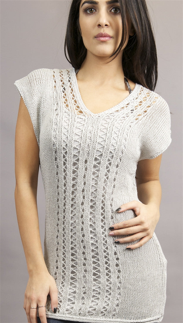 Miilla V-Neck Crochet Tunic Sweater