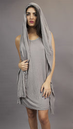 Miilla Knit Dress with Drape Panel in Grey