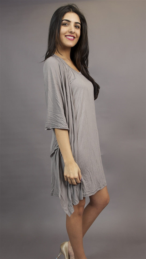 Miilla Knit Dress with Drape Panel in Grey