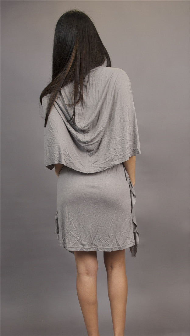 Miilla Knit Dress with Drape Panel in Grey