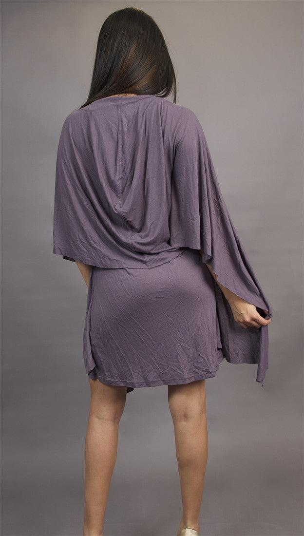 Miilla Knit Dress with Drape Panel in Purple