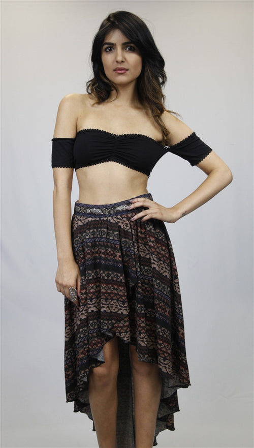 MM Couture High-Low Sweater Skirt with Beaded Waist