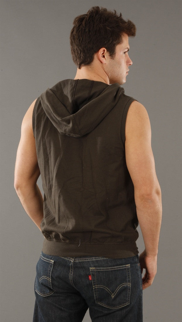 Button Down Hooded Vest in Charcoal by Morphine Generation Apparel Addiction Sleeveless Hoody ShopAA