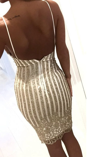 Michelle Gold Floral Sequin Sheath Sexy Mini Holiday Dress White 