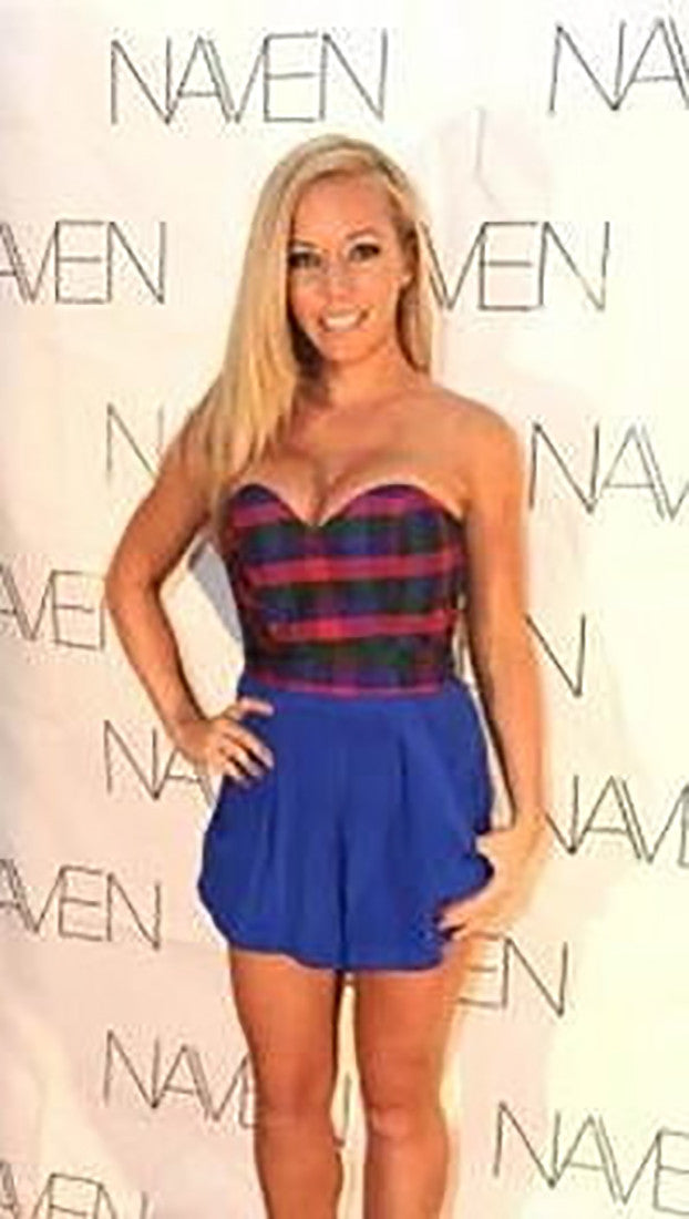 Naven Silk Plaid Corset Strapless Top 