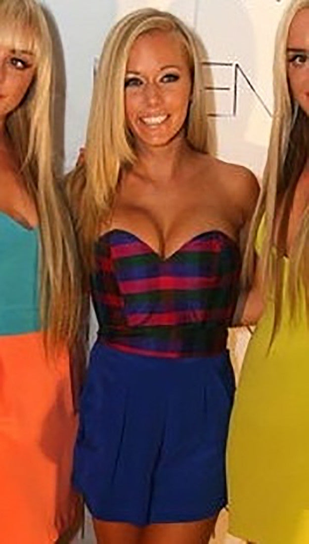 Naven Silk Plaid Corset Strapless Top 