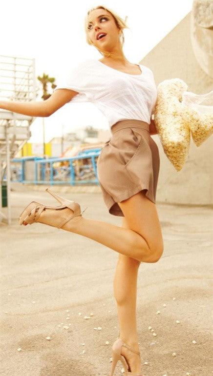 Naven Monroe Shorts in Tan <P>As Seen on Kristin Cavallari