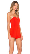 NBD X Naven Twins Ride or Die Strapless Romper Red