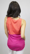 Olive & Oak Color Block Zipper Pocket Sleeveless Top in Coral and Beetroot