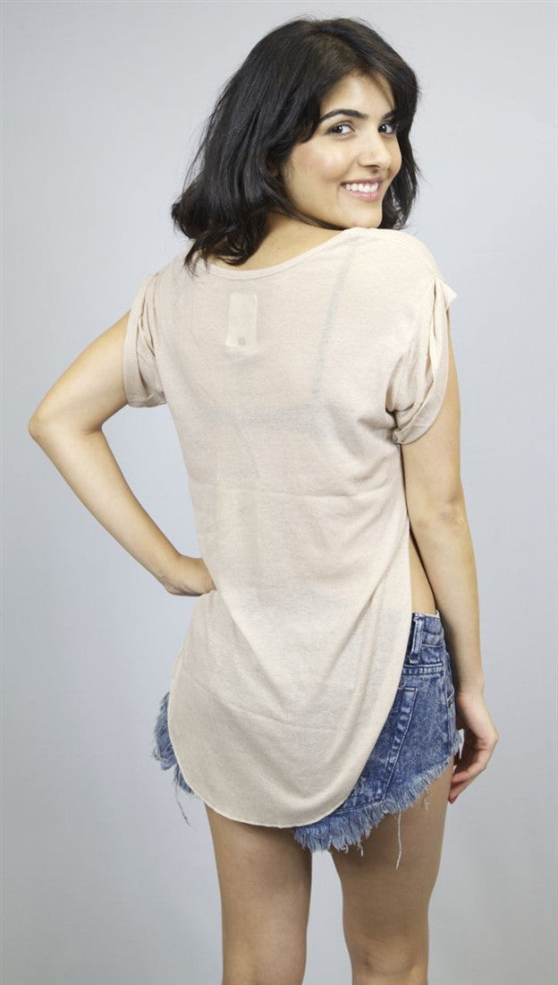 One Teaspoon Honest Split Side Tee in Pearl