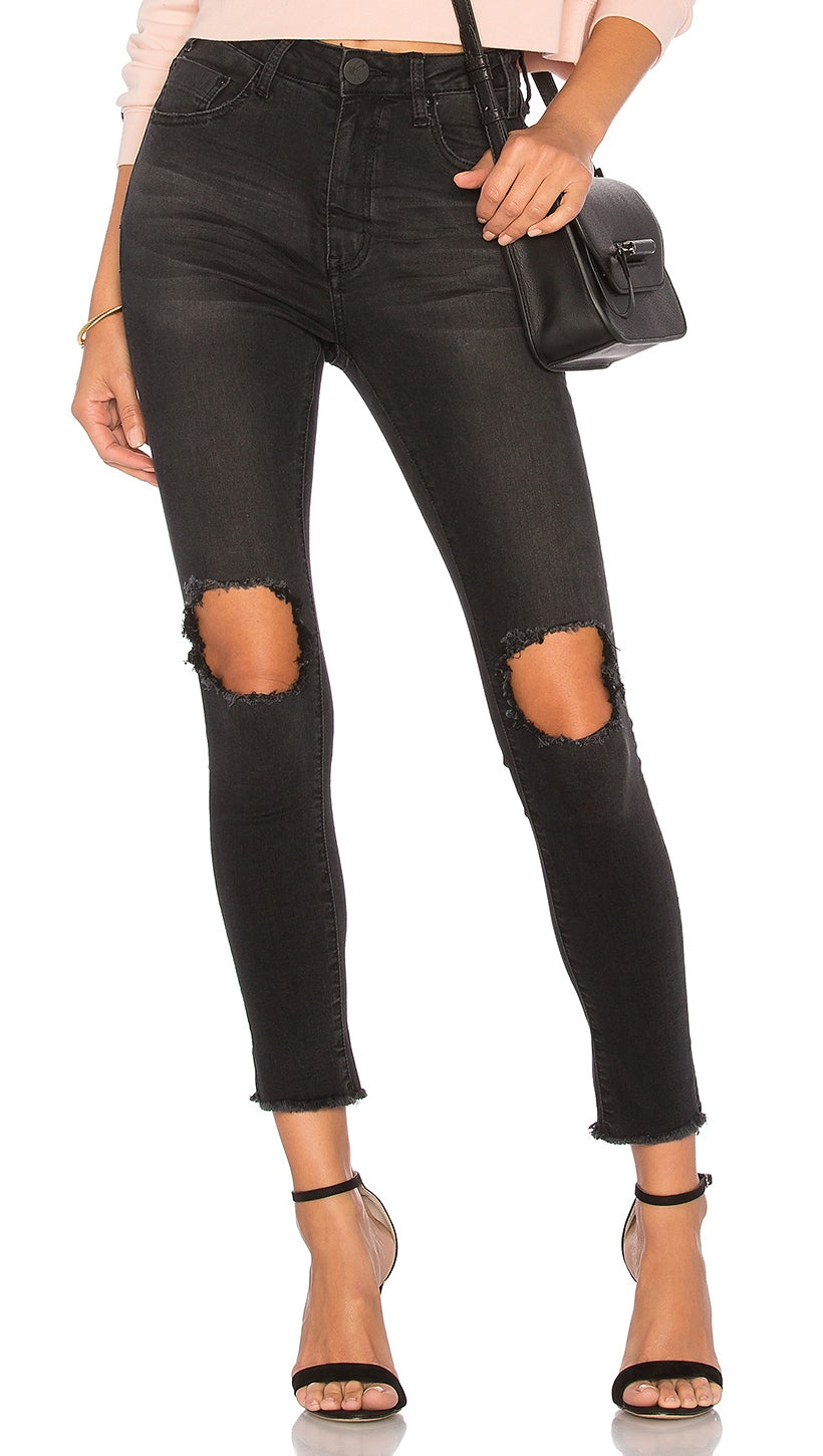 One Teaspoon Freebirds II High Waist Skinny Denim Pant Black Punk