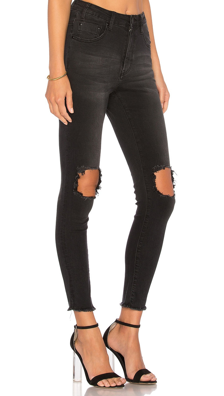 One Teaspoon Freebirds II High Waist Skinny Denim Pant Black Punk