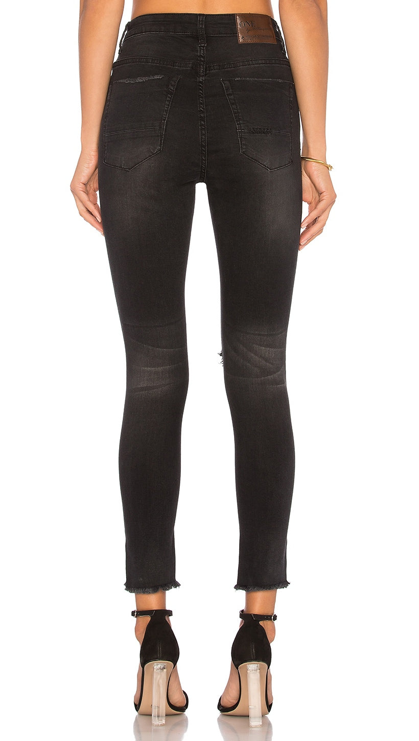 One Teaspoon Freebirds II High Waist Skinny Denim Pant Black Punk