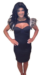 Pascucci Mazzello Feather Cut Out Mini Dress in Black as seen on Teresa Giudice
