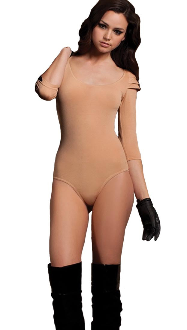 Pascucci Tarsilla Long Sleeved Tiered Shoulder Bodysuit in Nude