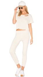 n:Philanthropy Reiko Lace Up Skinny Sweats White Magic Cream Beige Pants