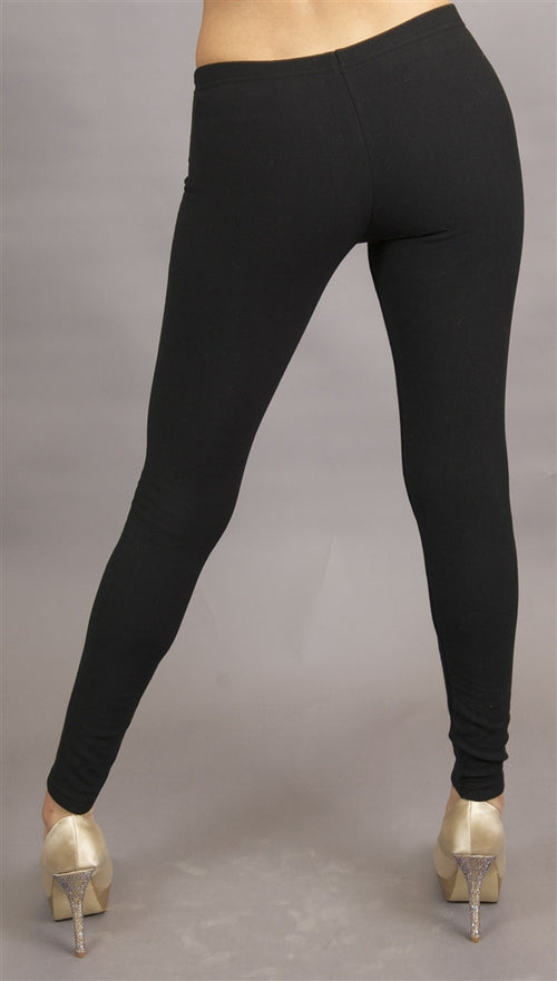 Plush Stitched Fleece Lined Leggings in Black