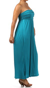 Plus Size Strapless Maxi Tube Dress in Jade