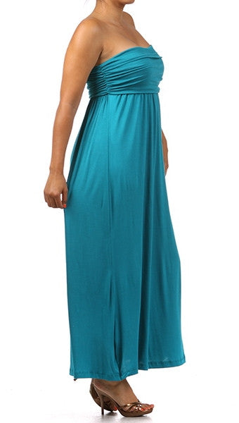 Plus Size Strapless Maxi Tube Dress in Jade