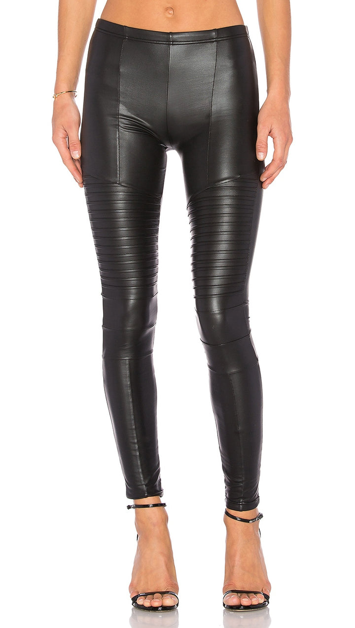 Plush Fleece Lined Liquid Moto Leggings Pleather Faux Leather | ShopAA