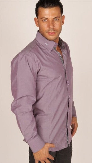 Preview Mens Purple Pinstripe Contrast Cuff Shirt