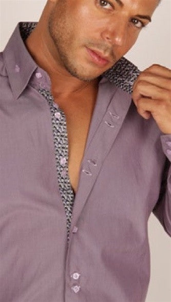 Preview Mens Purple Pinstripe Contrast Cuff Shirt