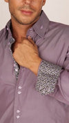 Preview Mens Purple Pinstripe Contrast Cuff Shirt