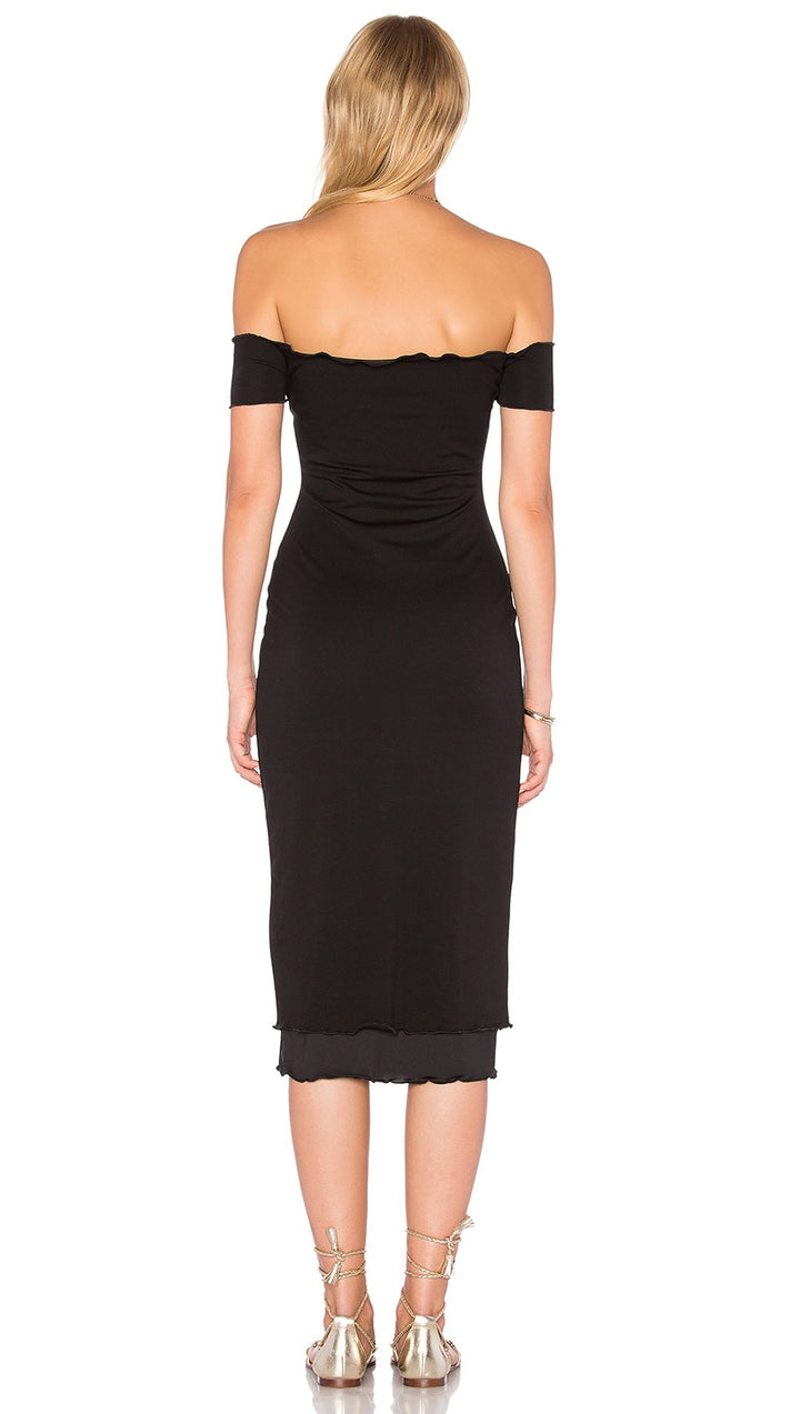 Privacy Please Caperton Midi Dress Black Off The Shoulder l ShopAA