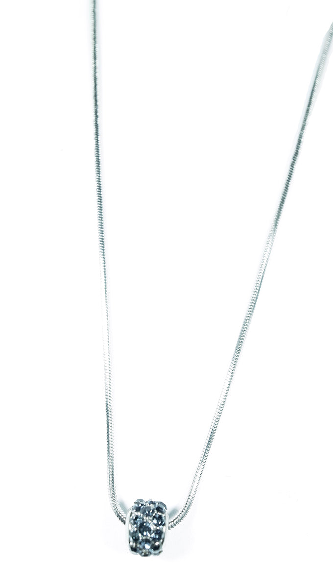  ShopAA Jewelry Jewelry Blue Rhinestone Sparkle Circle Bead Silver Necklace 