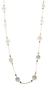 ShopAA Gold Rose Cutout Rainbow Stone Necklace … 