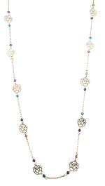 ShopAA Gold Rose Cutout Rainbow Stone Necklace … 