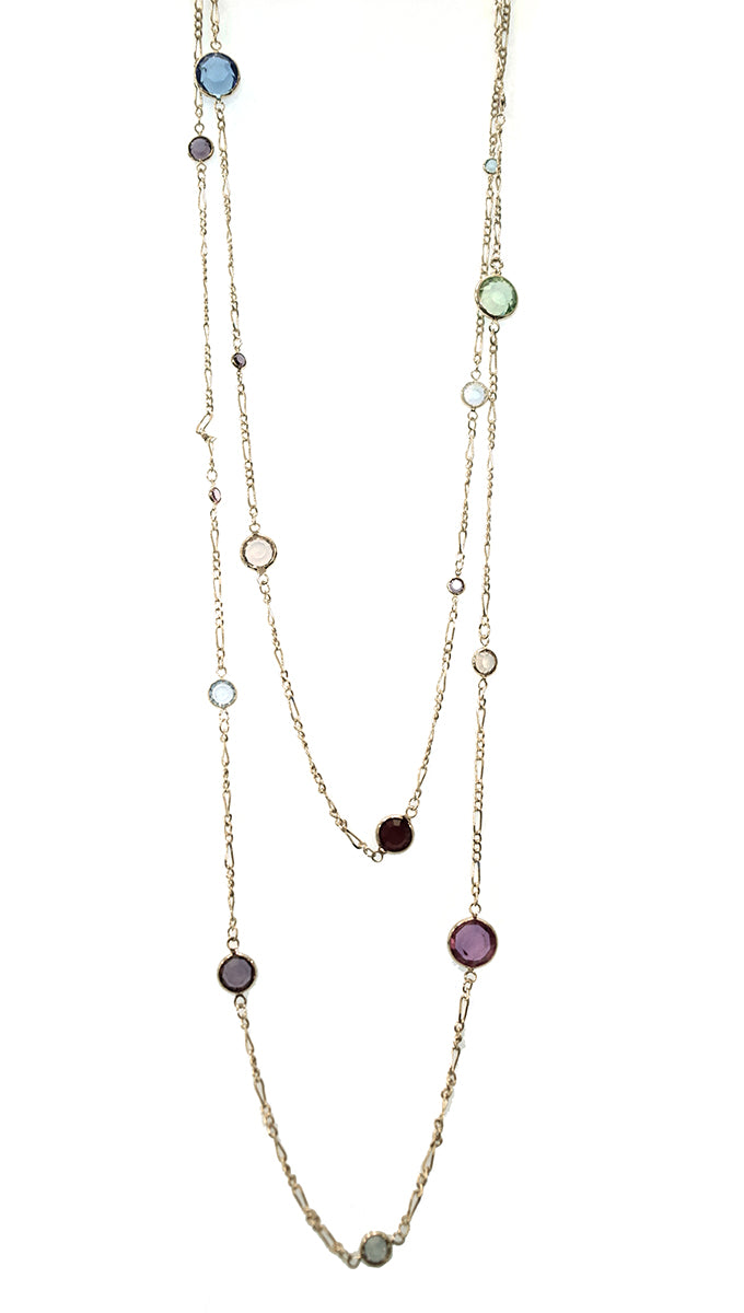 Apparel Addiction Multicolor Stone Wrap Gold Chain Necklace