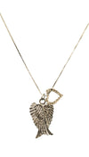 Apparel Addiction Silver Angel Wings Rhinestone Gold Heart Charm Necklace