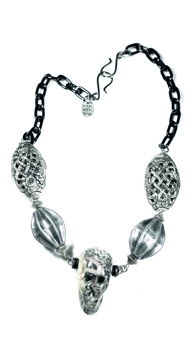  Lynnie B. Multi-Colored Skull Chain Bead Necklace 