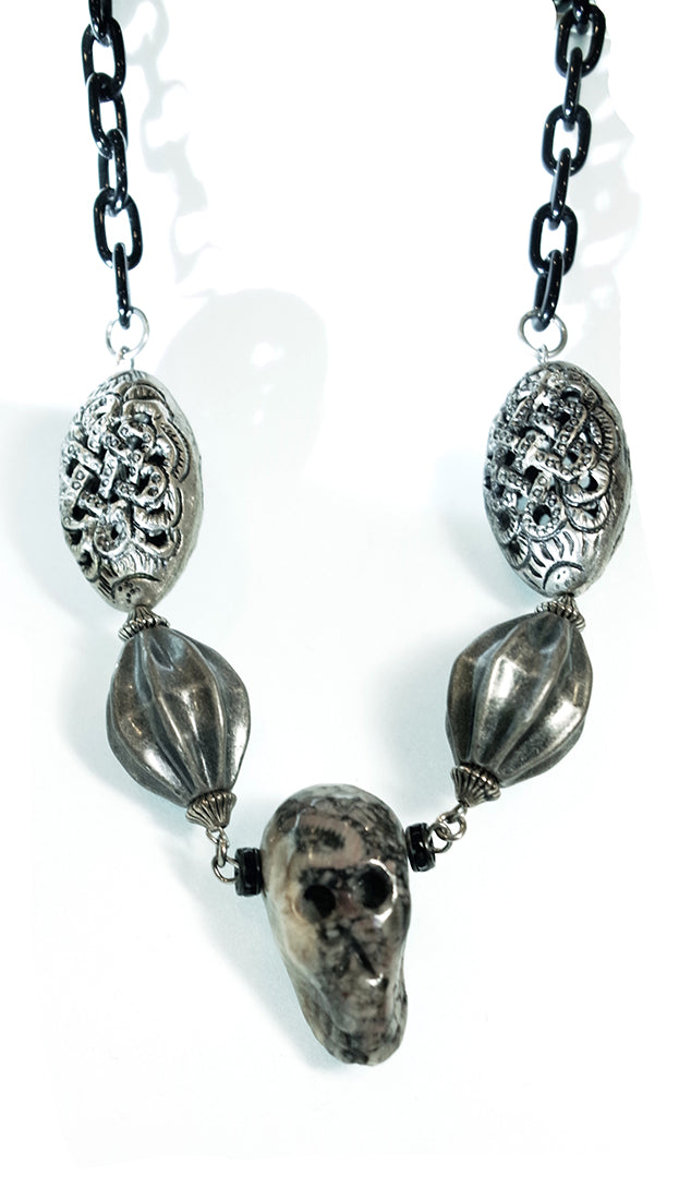  Lynnie B. Multi-Colored Skull Chain Bead Necklace 