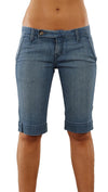 Raven Denim Kat Capri Shorts Jeans Braided Pockets Cabana