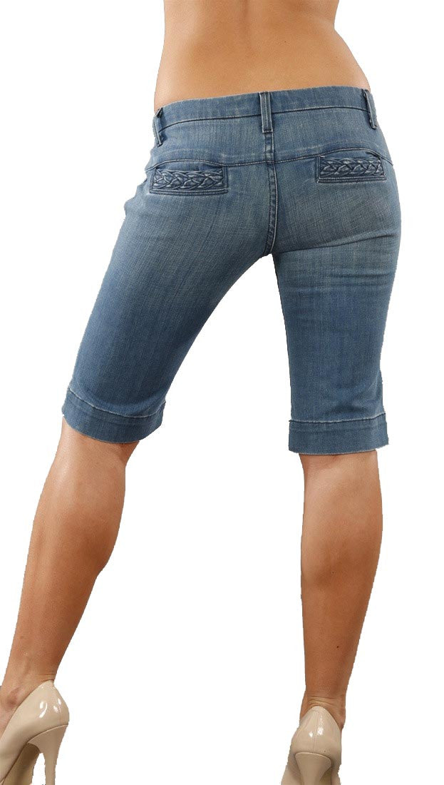 Raven Denim Kat Capri Jeans Braided Pockets in Cabana